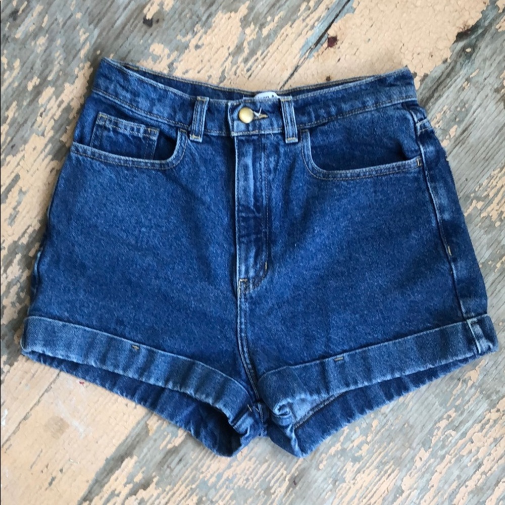 american apparel high-waisted denim cuffed shorts